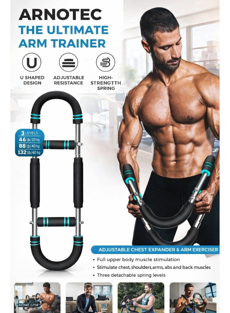 ARNOTEC The ultimate arm trainer. Adjustable chest expander, arm exerciser. Shoulder muscle training fitness equipment, upper body strength training machine. Portable spring resistance home fitness equipment. - Image 2